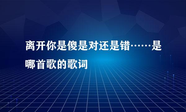 离开你是傻是对还是错……是哪首歌的歌词