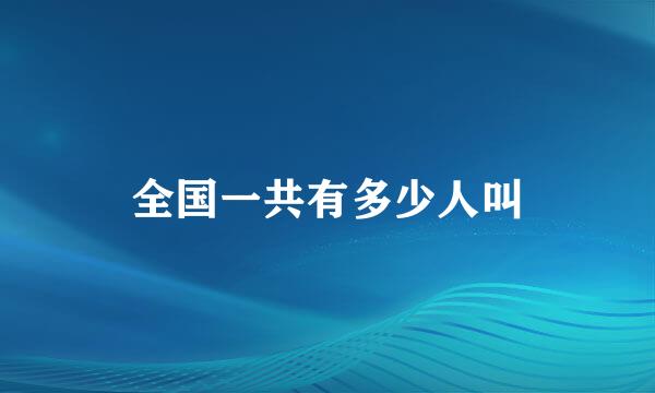 全国一共有多少人叫