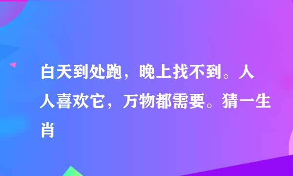 白天到处跑，晚上找不到。人人喜欢它，万物都需要。猜一生肖