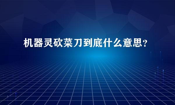 机器灵砍菜刀到底什么意思？