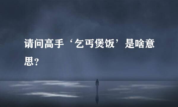 请问高手‘乞丐煲饭’是啥意思？