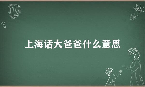 上海话大爸爸什么意思