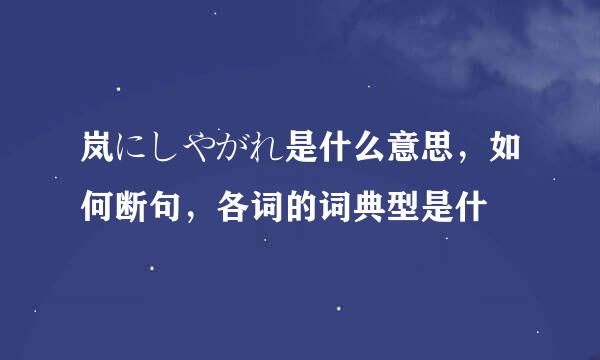 岚にしやがれ是什么意思，如何断句，各词的词典型是什