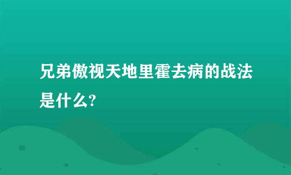 兄弟傲视天地里霍去病的战法是什么?