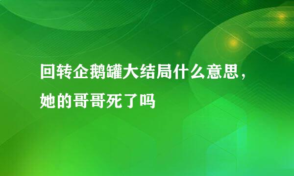 回转企鹅罐大结局什么意思，她的哥哥死了吗