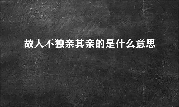 故人不独亲其亲的是什么意思