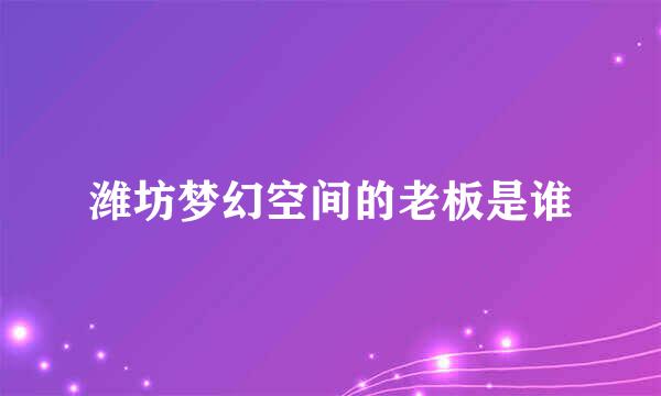 潍坊梦幻空间的老板是谁