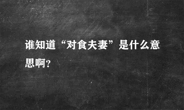 谁知道“对食夫妻”是什么意思啊？