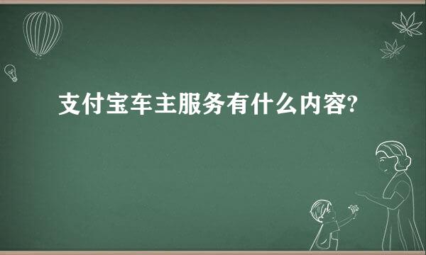 支付宝车主服务有什么内容?