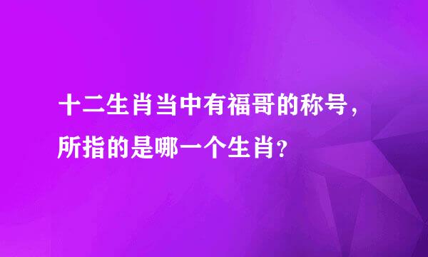 十二生肖当中有福哥的称号，所指的是哪一个生肖？