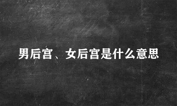 男后宫、女后宫是什么意思