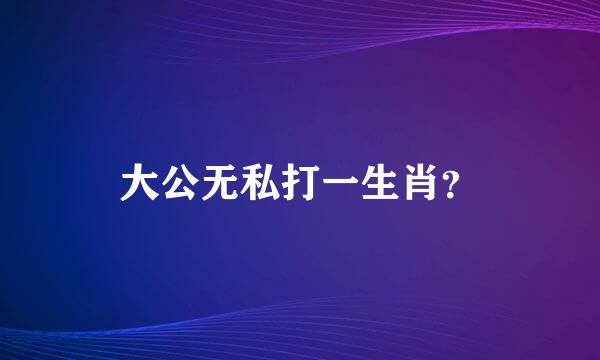 大公无私打一生肖？