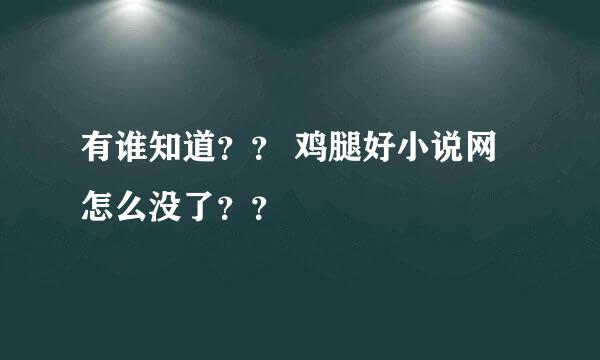 有谁知道？？ 鸡腿好小说网怎么没了？？