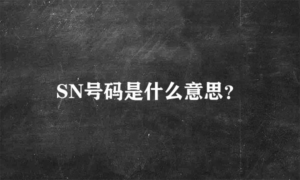 SN号码是什么意思？