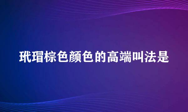 玳瑁棕色颜色的高端叫法是