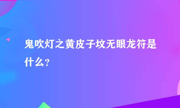 鬼吹灯之黄皮子坟无眼龙符是什么？