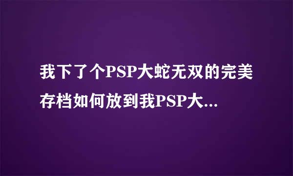 我下了个PSP大蛇无双的完美存档如何放到我PSP大蛇无双里