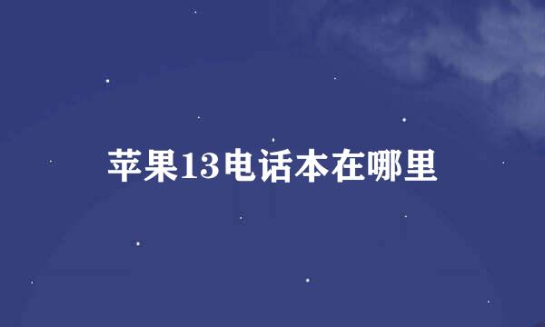 苹果13电话本在哪里