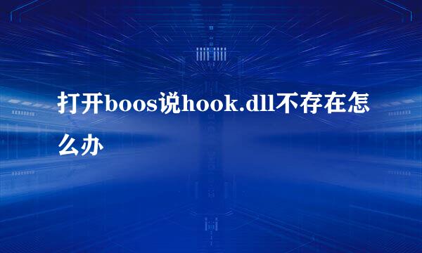 打开boos说hook.dll不存在怎么办