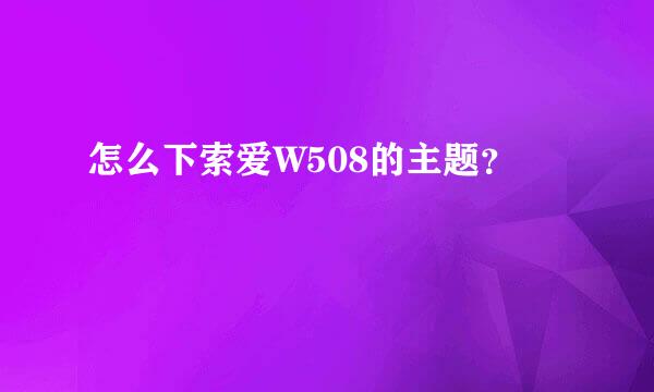 怎么下索爱W508的主题？