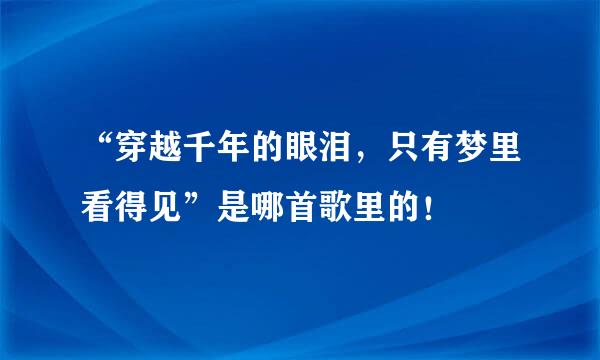 “穿越千年的眼泪，只有梦里看得见”是哪首歌里的！