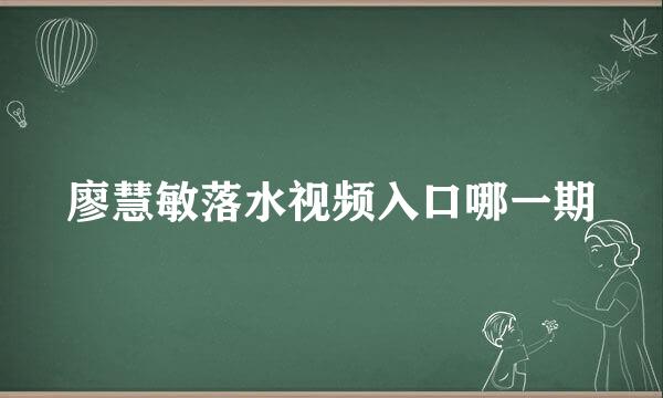 廖慧敏落水视频入口哪一期