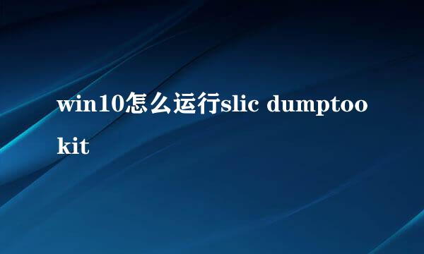 win10怎么运行slic dumptookit