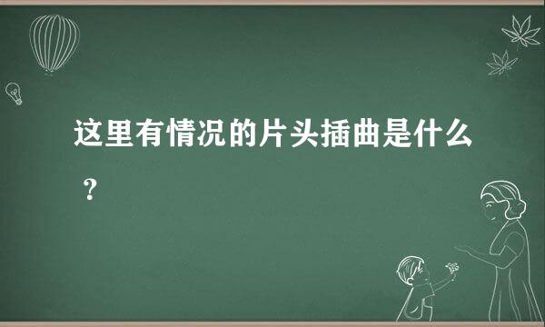 这里有情况的片头插曲是什么 ？