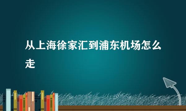 从上海徐家汇到浦东机场怎么走