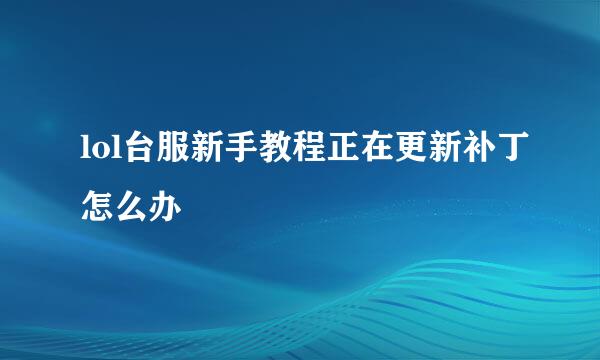 lol台服新手教程正在更新补丁怎么办