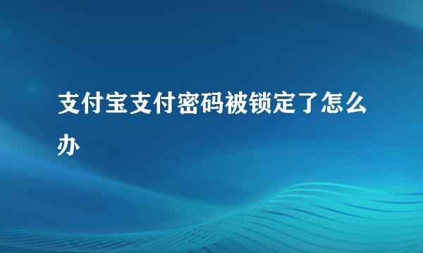 支付宝支付密码被锁定了怎么办