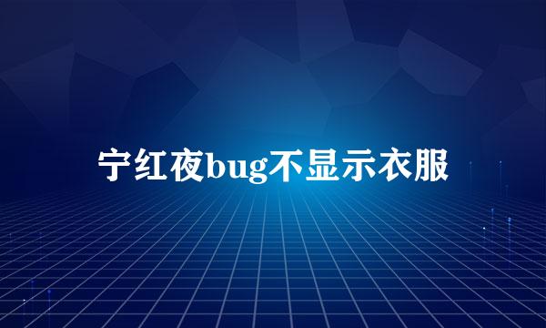 宁红夜bug不显示衣服