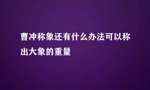 曹冲称象还有什么办法可以称出大象的重量