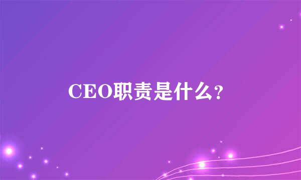 CEO职责是什么？