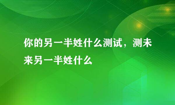 你的另一半姓什么测试，测未来另一半姓什么