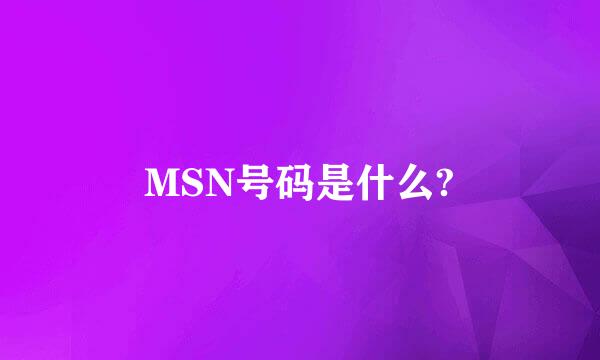 MSN号码是什么?