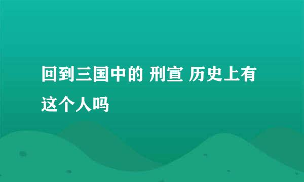 回到三国中的 刑宣 历史上有这个人吗