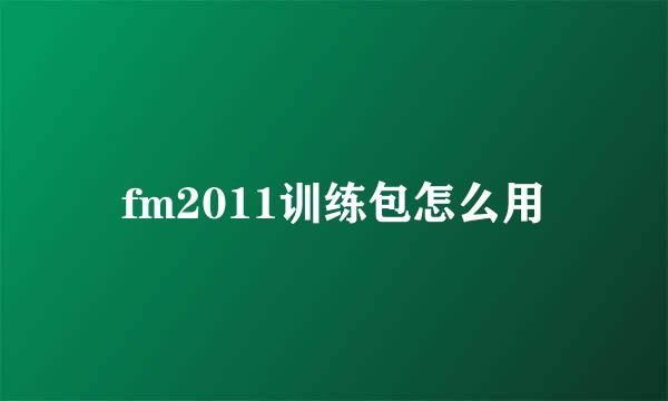 fm2011训练包怎么用