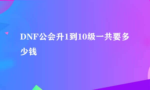 DNF公会升1到10级一共要多少钱