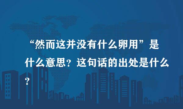 “然而这并没有什么卵用”是什么意思？这句话的出处是什么？