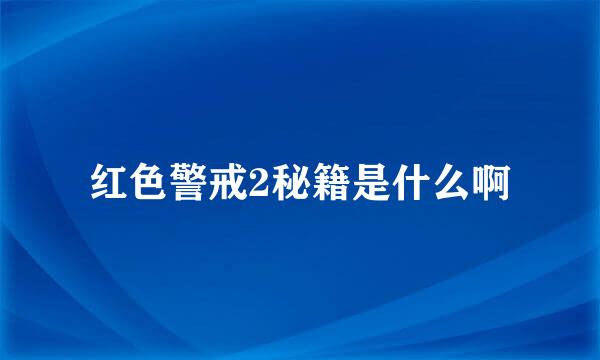 红色警戒2秘籍是什么啊