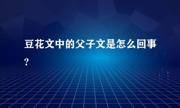 豆花文中的父子文是怎么回事?