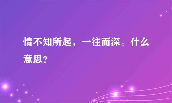 情不知所起，一往而深。什么意思？