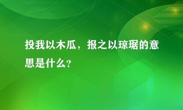 投我以木瓜，报之以琼琚的意思是什么？