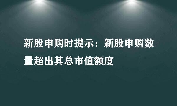 新股申购时提示：新股申购数量超出其总市值额度