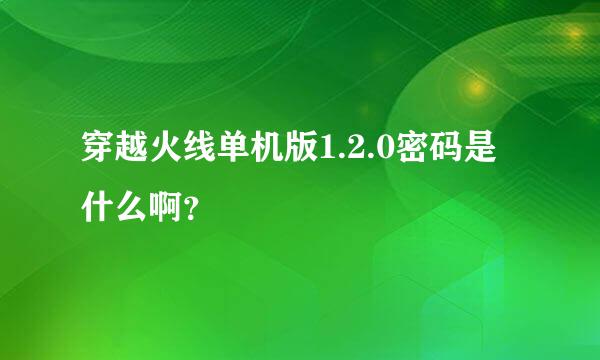 穿越火线单机版1.2.0密码是什么啊？