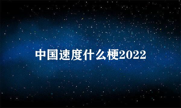 中国速度什么梗2022