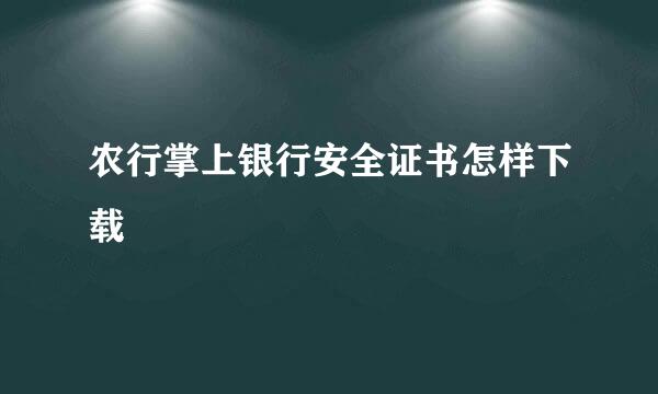 农行掌上银行安全证书怎样下载