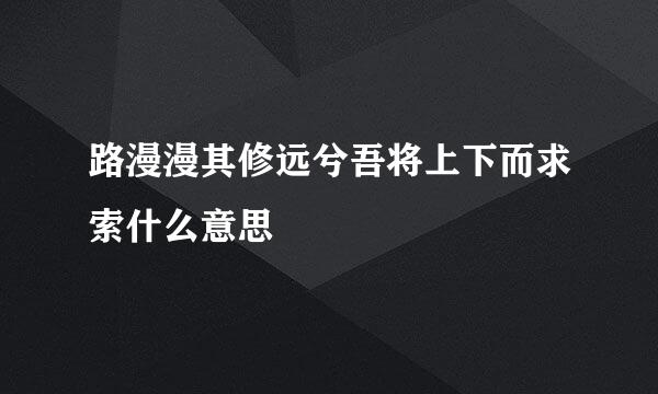 路漫漫其修远兮吾将上下而求索什么意思