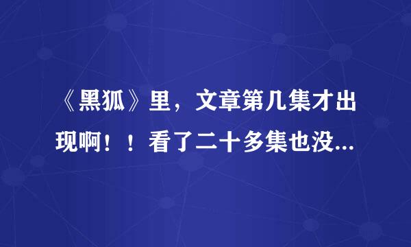 《黑狐》里，文章第几集才出现啊！！看了二十多集也没见他出现。